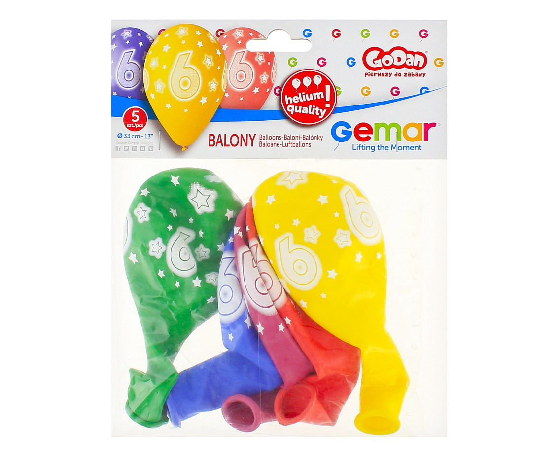 Balloons Gemar 13", pastel premium helium 6th, mix, 5pcs