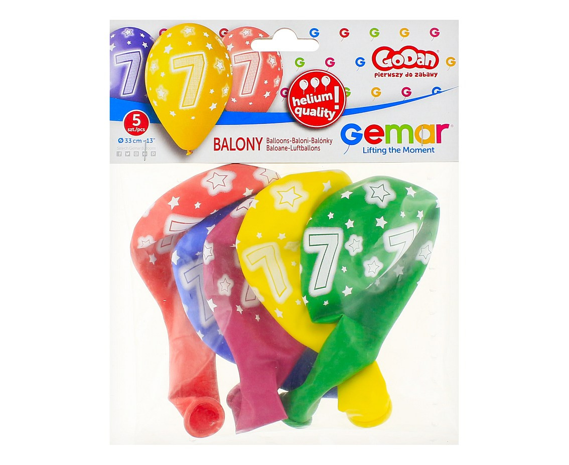Balloons Gemar 13", pastel premium helium 7th, mix, 5pcs