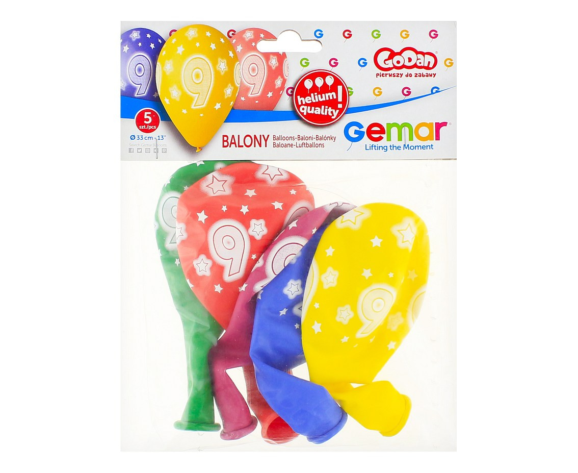 Balloons Gemar 13", pastel premium helium 9th, mix, 5pcs