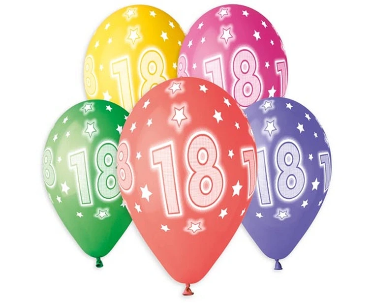Balloons Gemar 13", pastel premium helium 18th, mix, 5pcs EOL