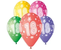 Balloons Gemar 13", pastel premium helium 18th, mix, 5pcs EOL