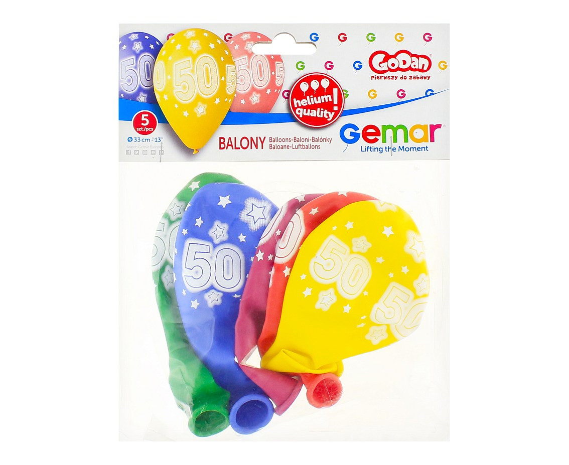 Balloons Gemar 13", pastel premium helium 50th, mix, 5pcs EOL