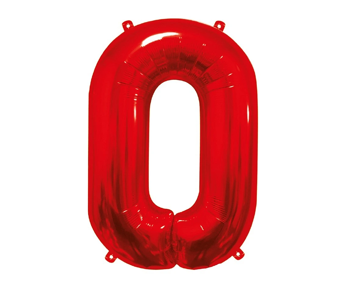 Foil balloon number 0, red, 85 cm