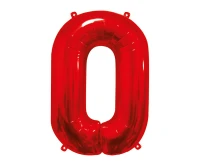 Foil balloon number 0, red, 85 cm