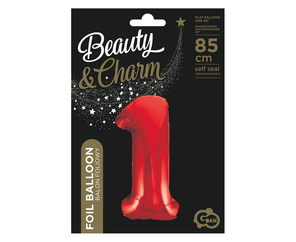 Foil balloon number 1, red, 85 cm