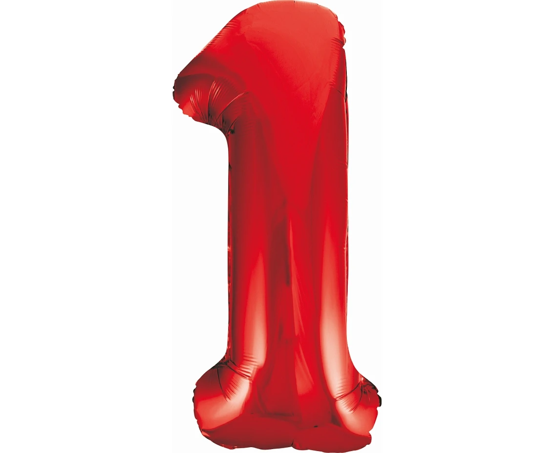 Foil balloon number 1, red, 85 cm