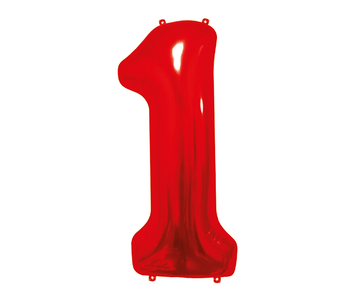 Foil balloon number 1, red, 85 cm