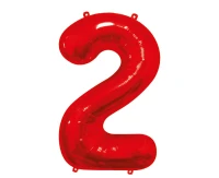 Foil balloon number 2, red, 85 cm