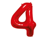 Foil balloon number 4, red, 85 cm
