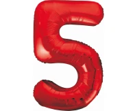 Foil balloon number 5, red, 85 cm