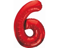 Foil balloon number 6, red, 85 cm