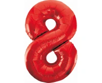 Foil balloon number 8, red, 85 cm
