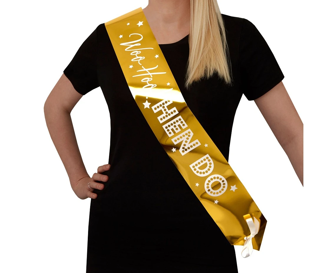 Paper hen party sashes Woo Hoo Hen Do, 4 pcs