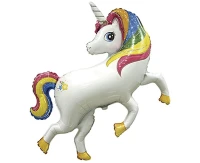 Foil balloon 14" FX - Rainbow unicorn,  unpacked (flat)