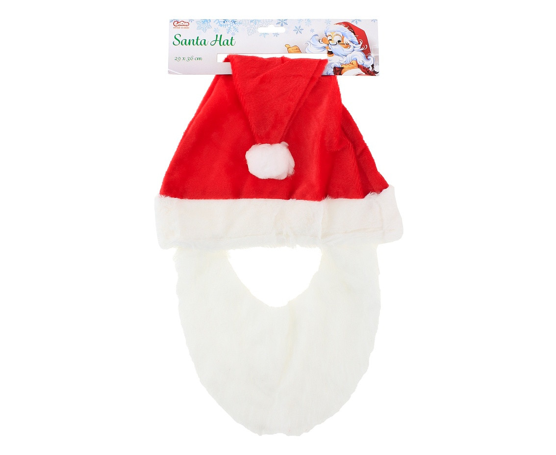Santa hat with beard, size 29 x 36 cm