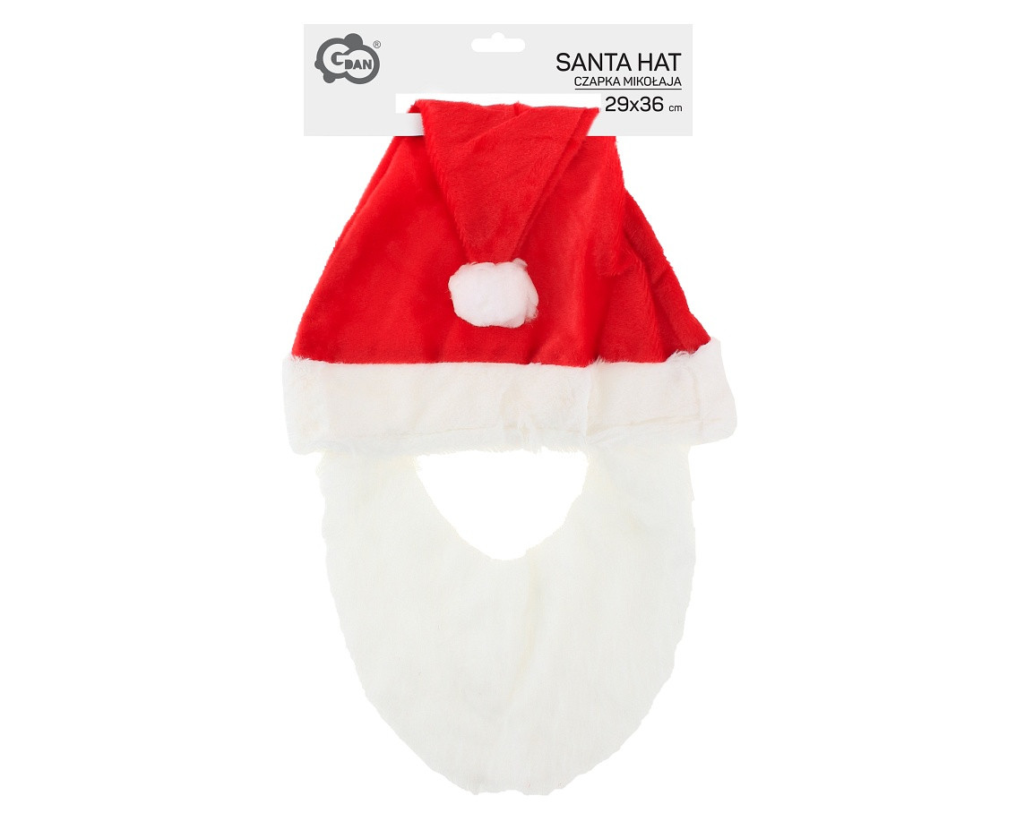 Santa hat with beard, size 29 x 36 cm