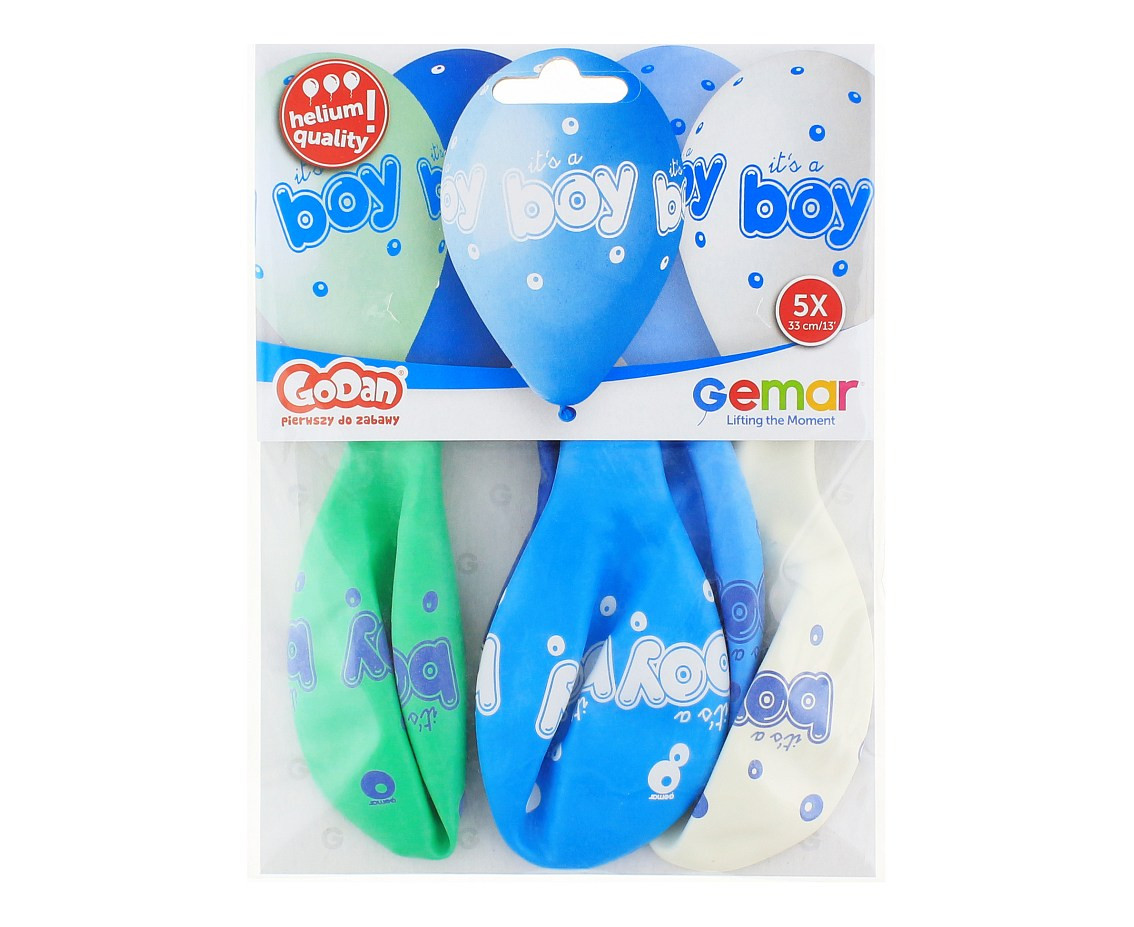 Balloons Gemar 13", pastel premium helium it''''s a boy, 5pcs EOL