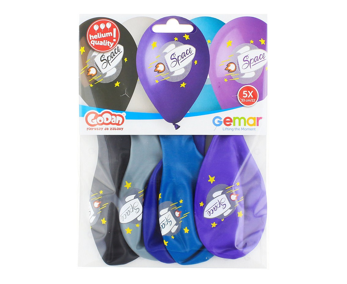 Balloons Gemar 13", pastel premium helium space (rocket), 5pcs EOL