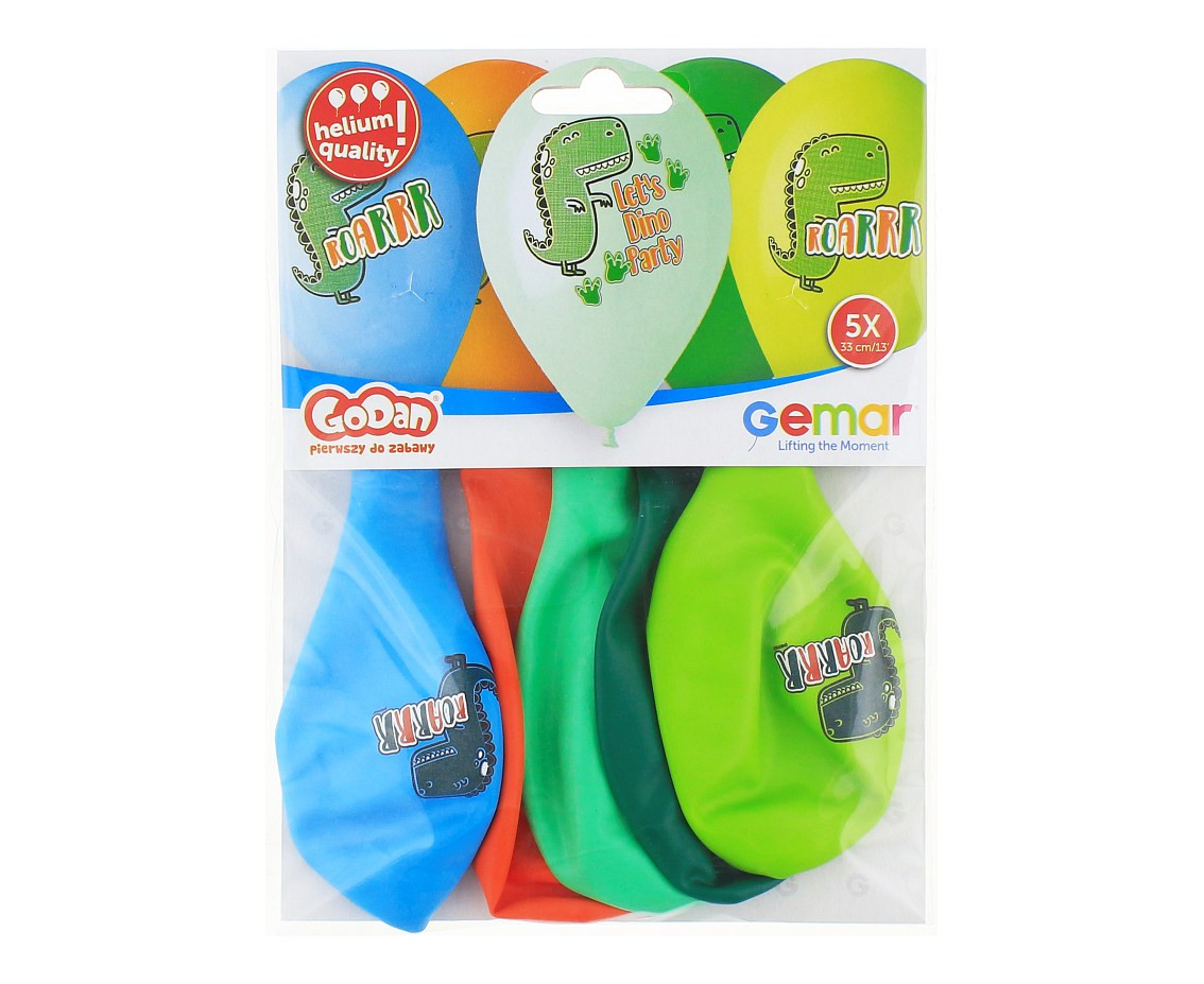 Balloons Gemar 13", pastel premium helium let''s dino party, 5pcs