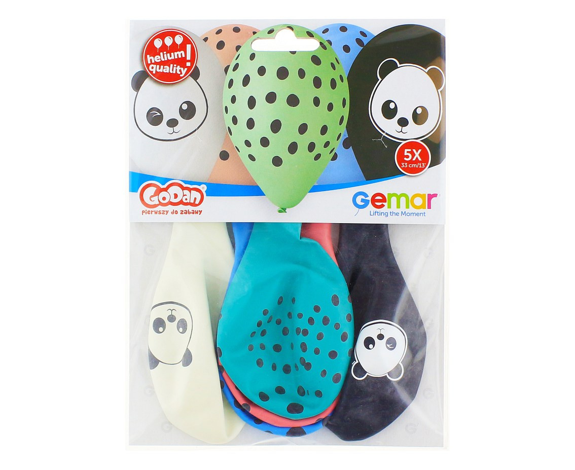 Balloons Gemar 13", pastel premium helium panda, 5pcs EOL