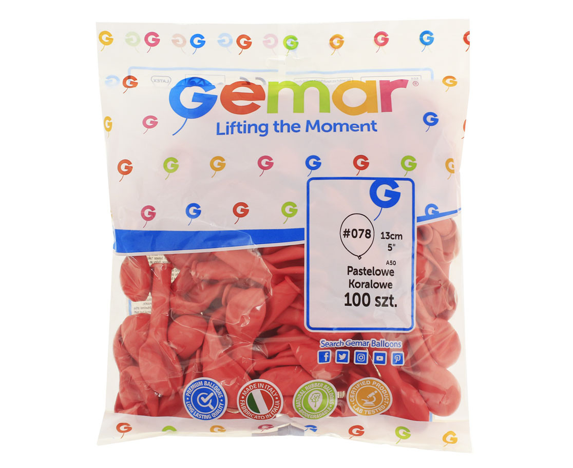 Balloons Gemar 5", pastel coral, 100pcs EOL