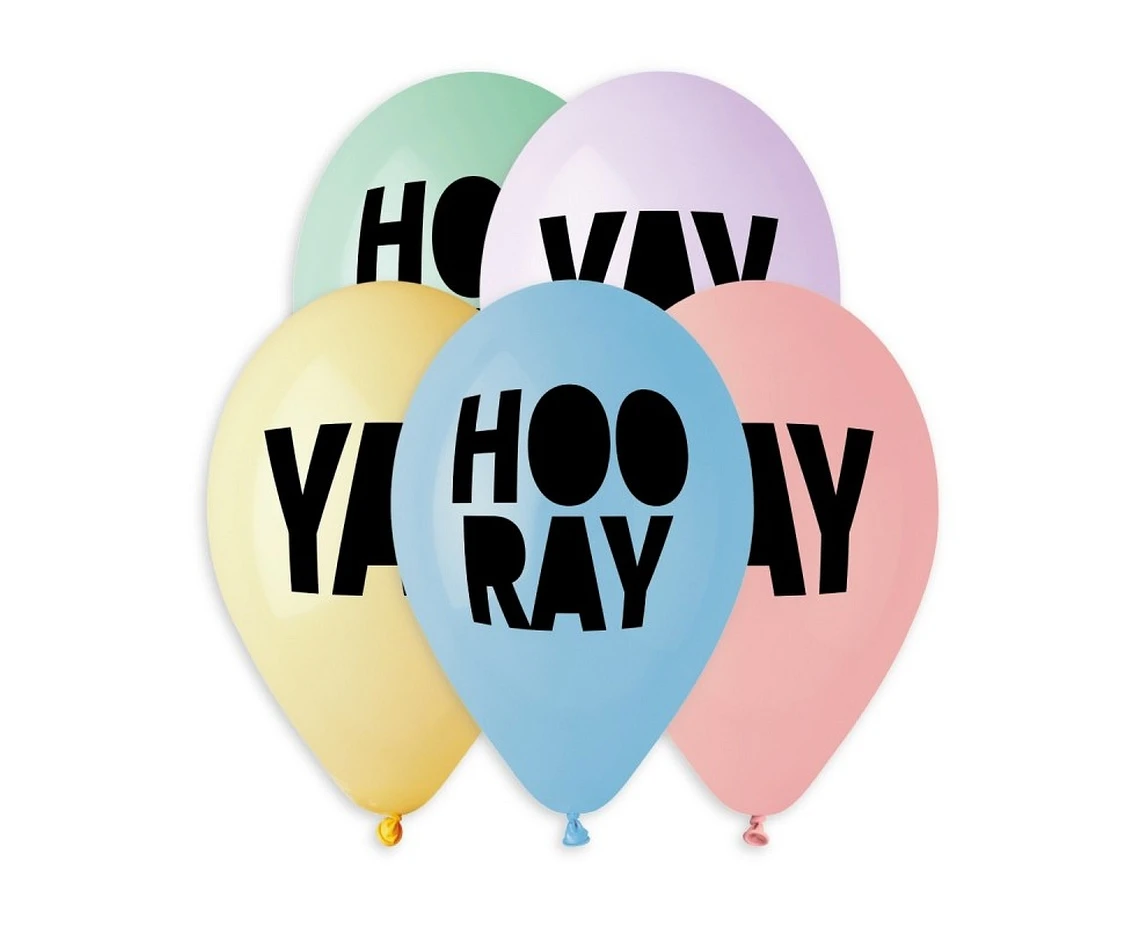 Balloons Gemar 13", pastel premium helium hooray, 5pcs EOL