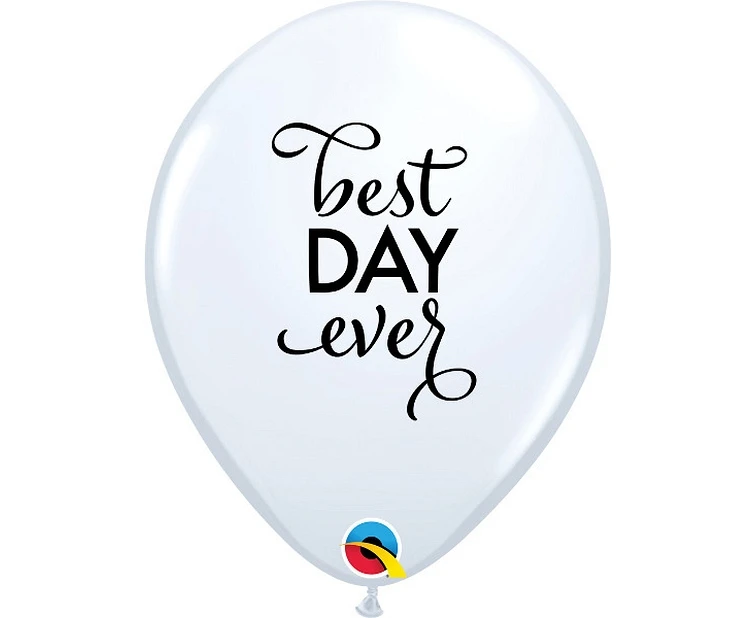 Balloons Anagram 11", QL "Best Day Ever", white, 25pcs EOL