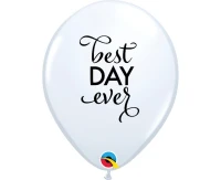 Balloons Anagram 11", QL "Best Day Ever", white, 25pcs EOL