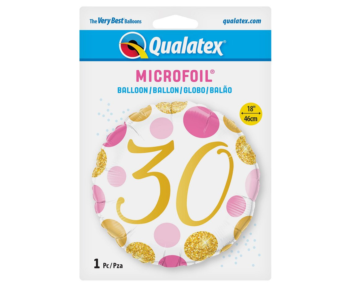 Foil balloon RND PINK&GOLD DOTS EOL