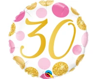 Foil balloon RND PINK&GOLD DOTS EOL