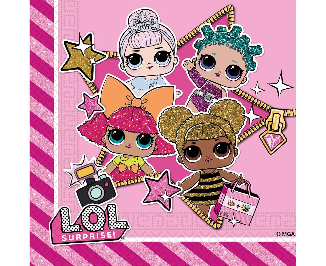 Paper napkins LOL GLITTERATI METALLIC MGA ENTERTAINMENT, size 33x33 cm, 20 pcs