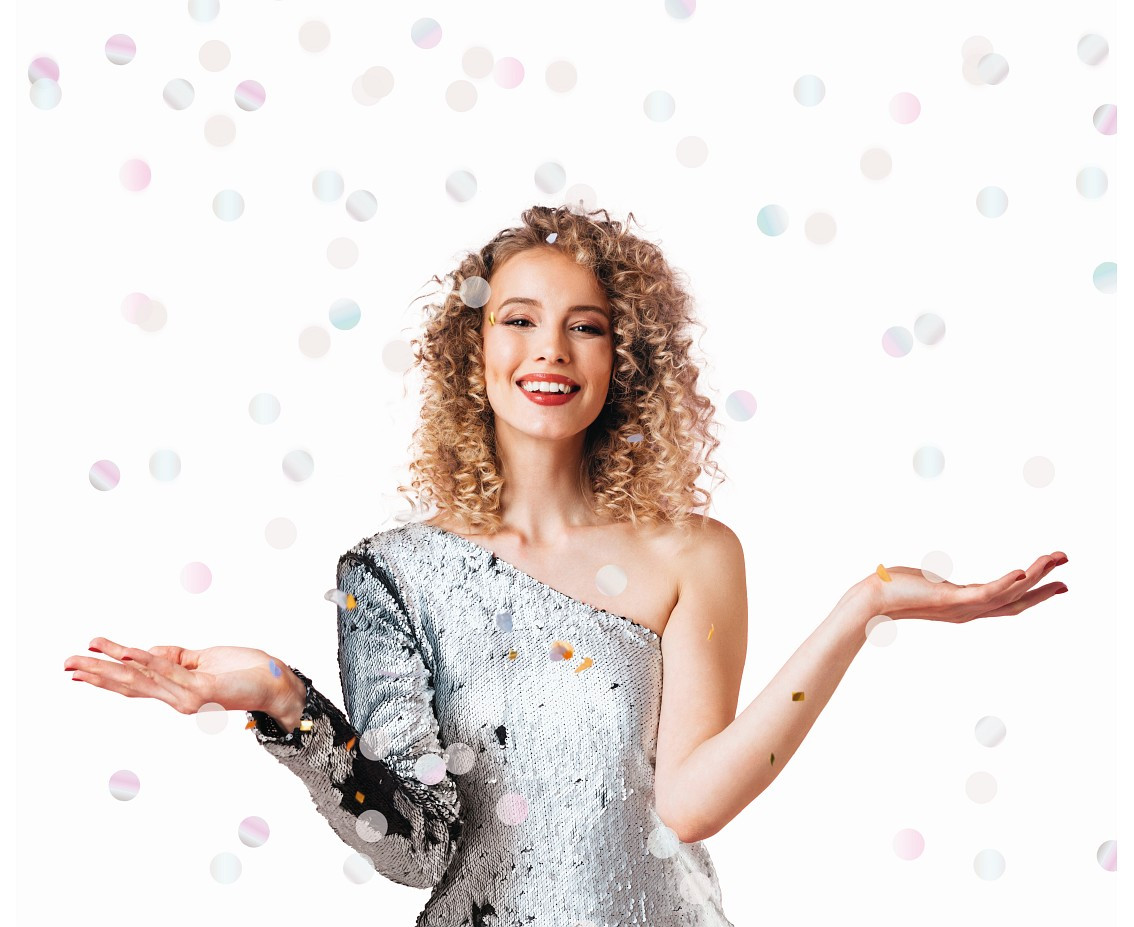 Confetti cannon Shiny Party, iridescent foil circles, 15 cm