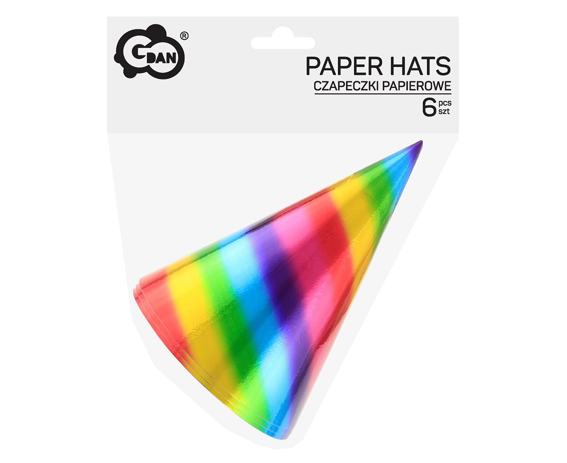 Party hat Rainbow, metallic, 6 pcs