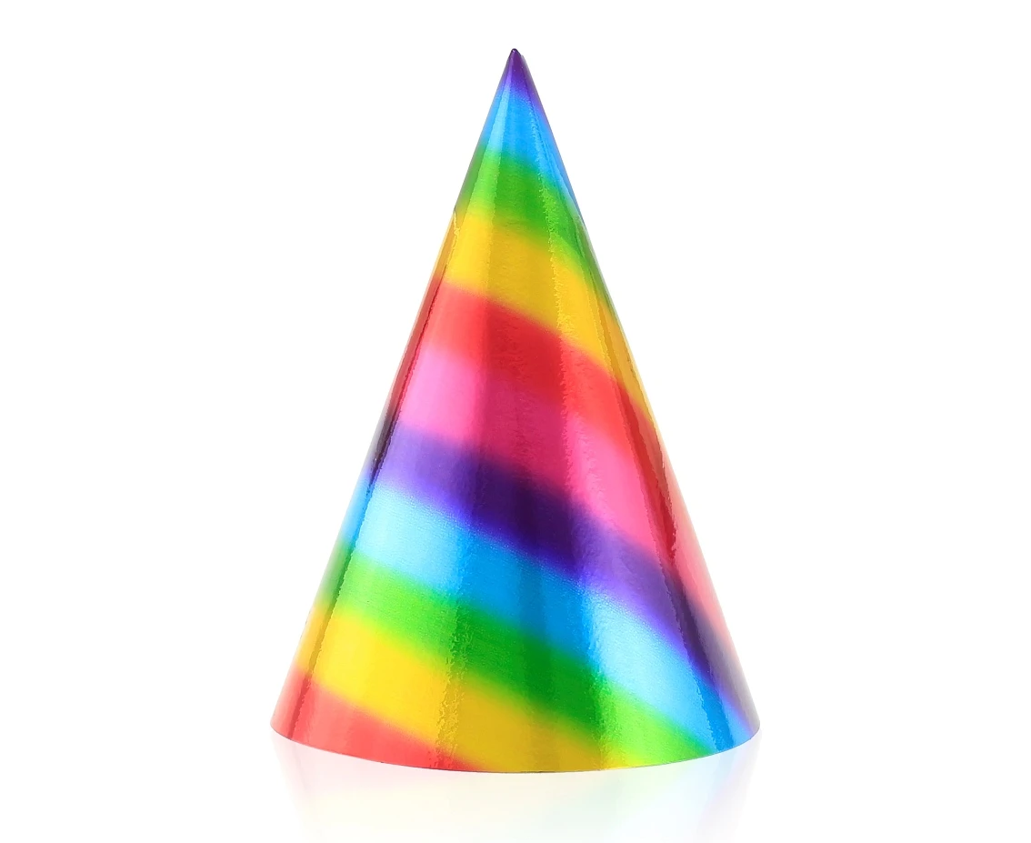 Party hat Rainbow, metallic, 6 pcs