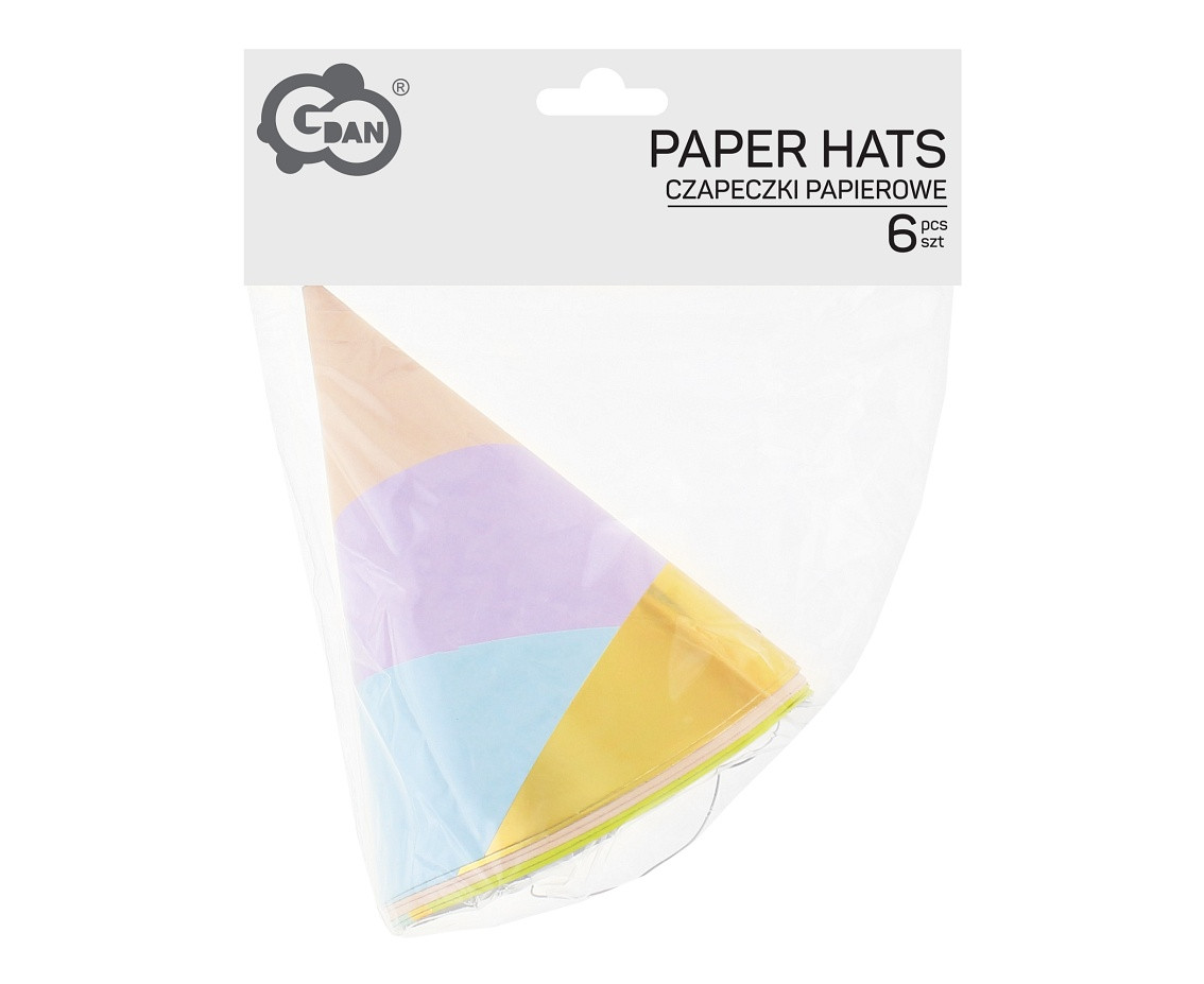 Paper hats Pastel Party, 6 pcs