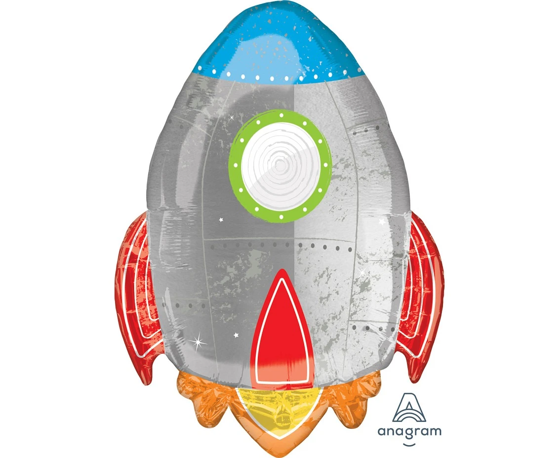 Foil balloon Blast off Birthday Rocket, packed, 53x73 cm EOL