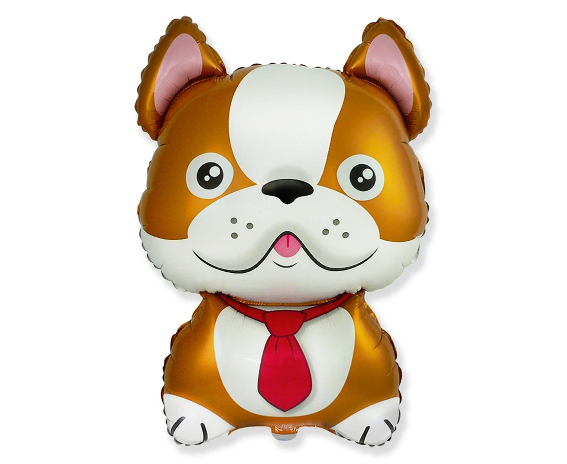 Foil balloon 24" FX - Bulldog dog, brown,  unpacked (flat)