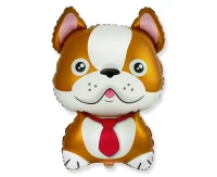 Foil balloon 24" FX - Bulldog dog, brown,  unpacked (flat)
