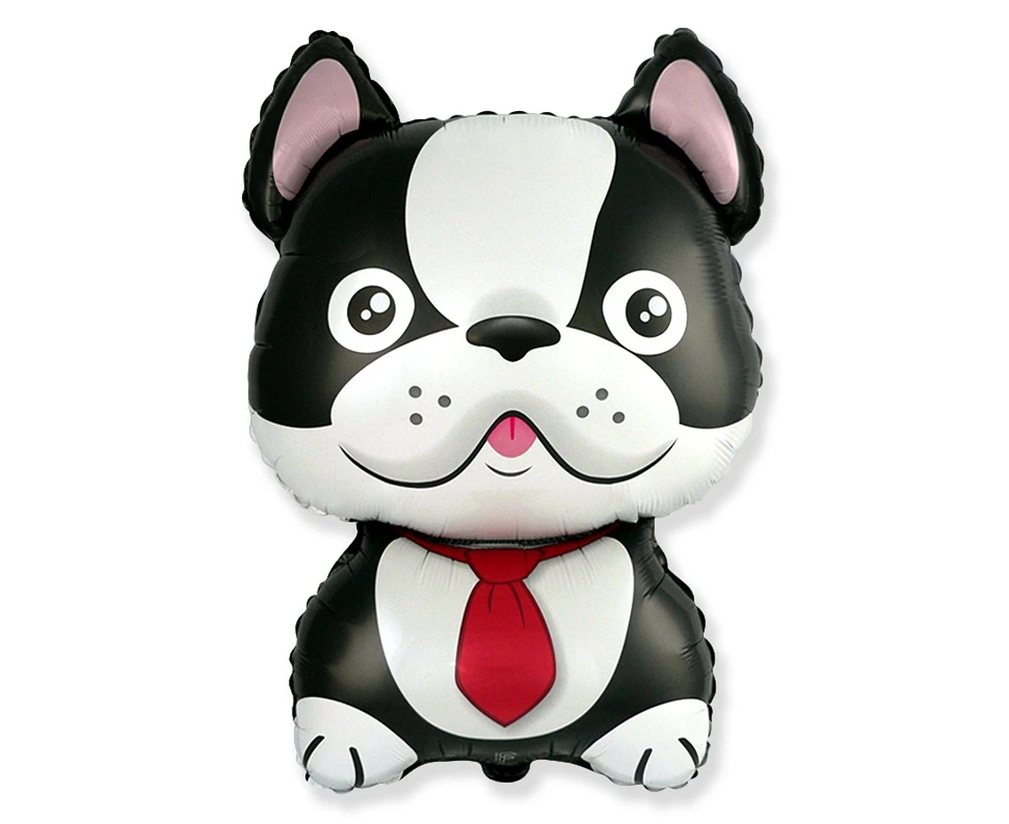 Foil balloon 24" FX - Bulldog dog, black,  unpacked (flat)
