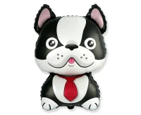 Foil balloon 24" FX - Bulldog dog, black,  unpacked (flat)