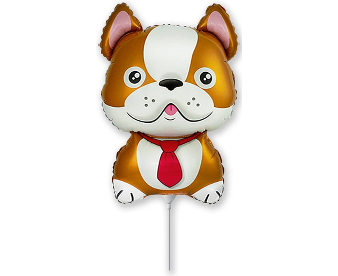 Foil balloon 14" FX - Bulldog, brown,  unpacked (flat)