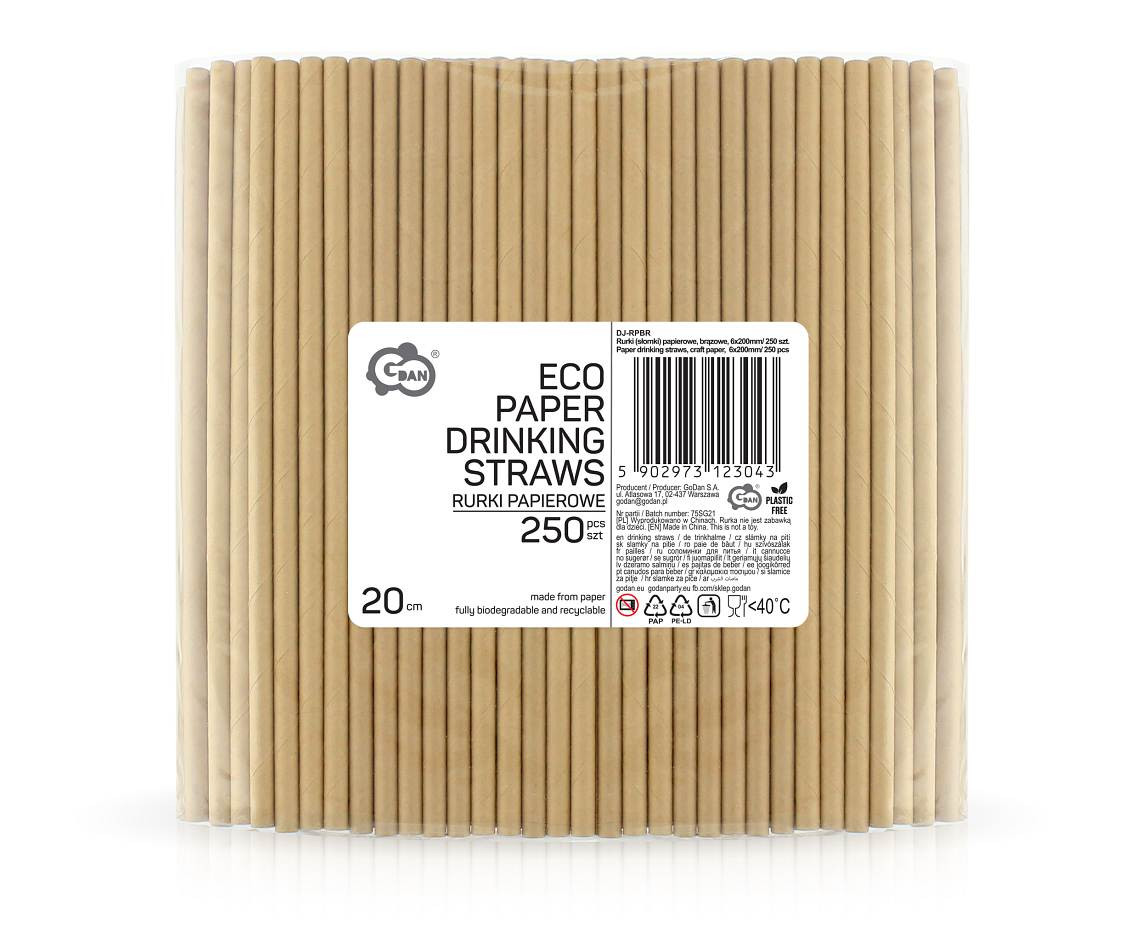 Paper drinking straws, craft paper,  6x200mm/ 250 pcs