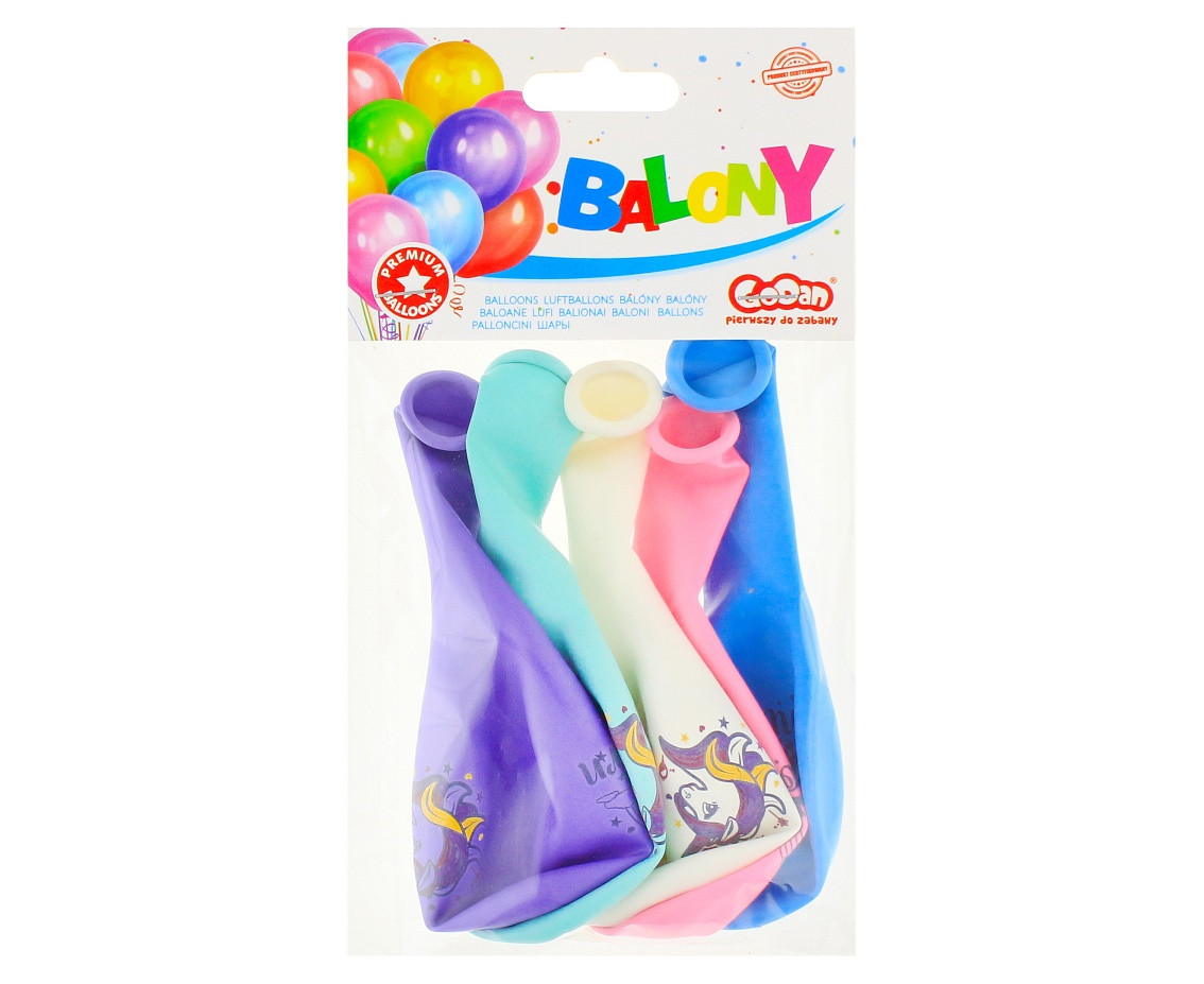 Helium formula balloons, Unicorns, pastel colours, 12" / 5 pcs.