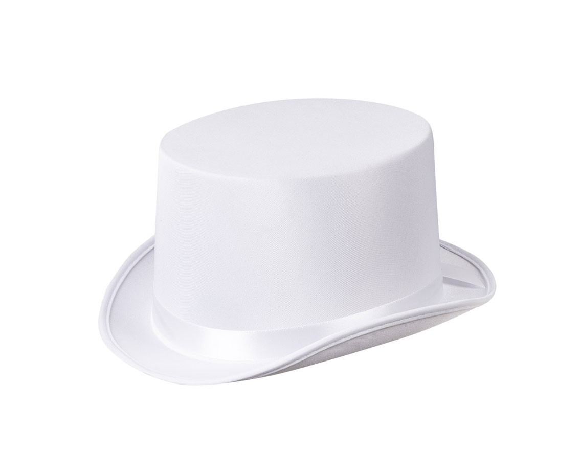Top hat, white satin