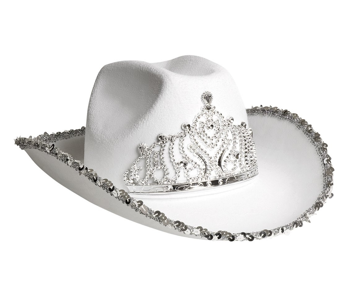 Cowboy hat with crown, white