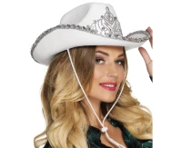 Cowboy hat with crown, white