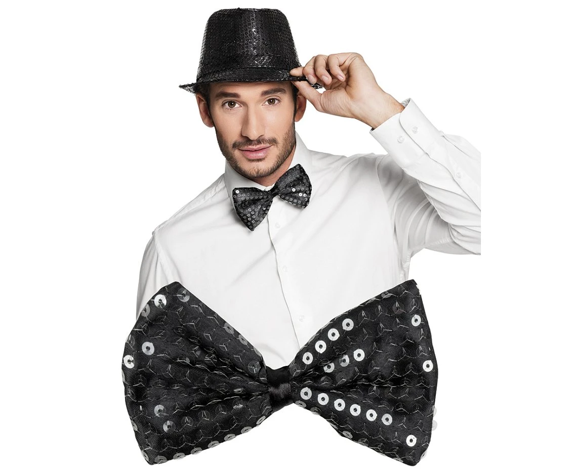 Sequins bowtie, black EOL