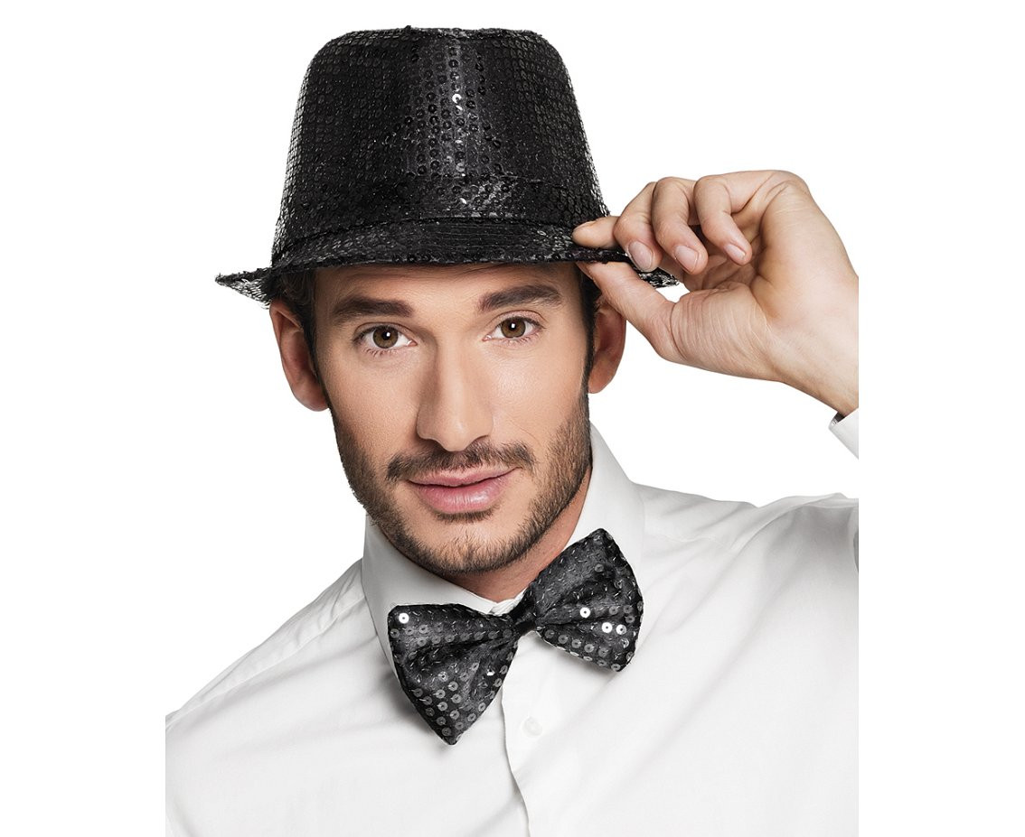 Sequins bowtie, black EOL