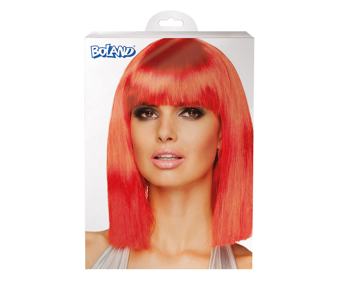 Dance Wig, neon red, long bob