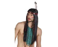 Indian Takoda Wig, black hair with headband